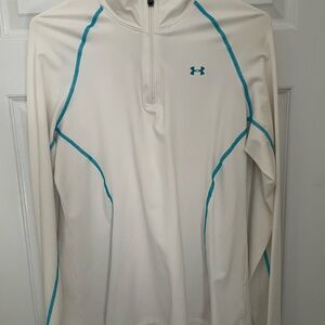 Under Armour White and Teal Quarter Zip Top